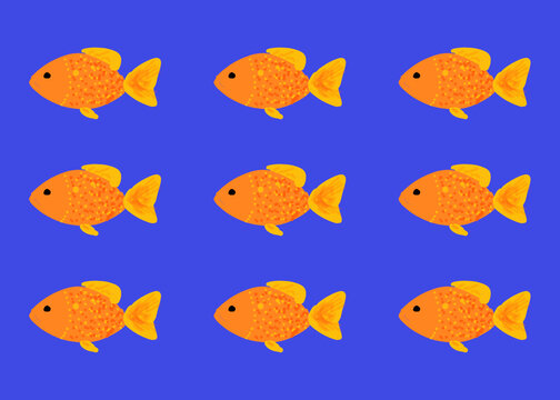 Illustration of orange fish on blue background