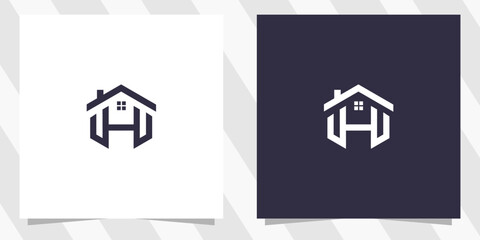 letter h with home logo design vector