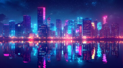 Night Cityscape Reflection in Calm River - Stunning Photography