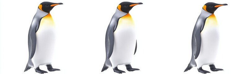 Animal bundle with emperor penguins (lying, standing, portrait) on a white background
