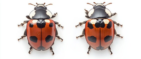 Fototapeta premium This image shows a bundle of two red ladybugs isolated on a transparent background