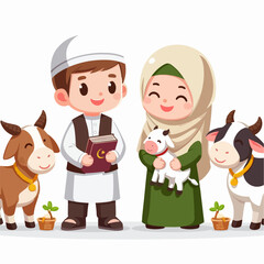 islamic design illustration concept for Happy eid al adha or sacrifice celebration event 