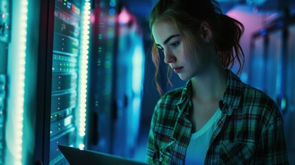 The technician in data center