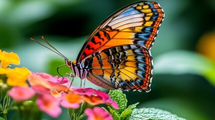 Close-Up Butterfly on Flower: Vibrant Wings and Delicate Beauty