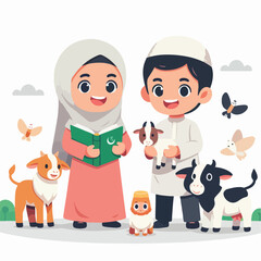 islamic design illustration concept for Happy eid al adha or sacrifice celebration event 