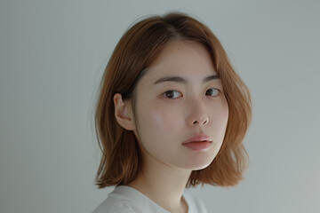 Fototapeta premium close-up of young japanese woman with natural makeup
