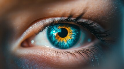 Fototapeta premium Vibrant Colored Contact Lenses Close-Up: Eye Detail