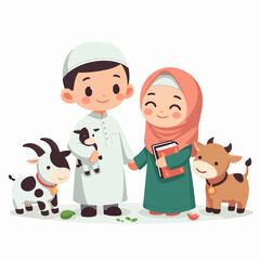 islamic design illustration concept for Happy eid al adha or sacrifice celebration event 