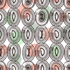 Abstract seamless pattern with hand drawn textures. Vector background.