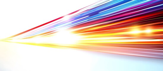 Abstract background with colorful lines and speed effect, motion blur, bright colors on white background.