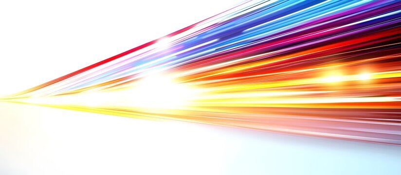 Abstract background with colorful lines and speed effect, motion blur, bright colors on white background.