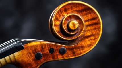 Violin Scroll and Strings: A Detailed Close-Up