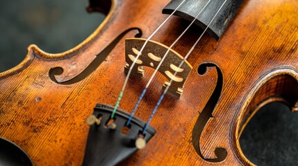 Violin Strings and Bow: A Detailed Close-Up View