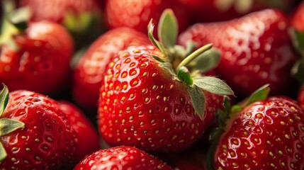 Juicy Red Strawberries: Close-Up Photography of Fresh Fruit