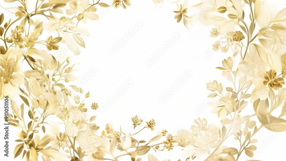 Aufkleber this delicate floral border in cream and gold surrounding an empty center for custom text.