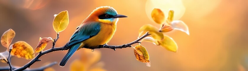 Fototapeta premium Bird watching, vibrant colors, serene environment, close-up, detailed