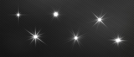 Set of Vector light effects on a transparent background. Transparent vector sunlight for web design and illustrations.