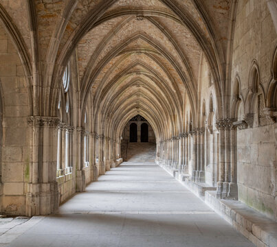 a old corridor with arches in the cathedral of Toul in France