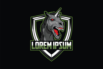 Devil Unicorn cartoon character vector template