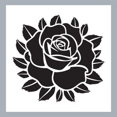 roses set silhouette vector illustration, Set of three vector black silhouettes of rose flowers, Silhouette rose flower, elegant set of rose, floral collection