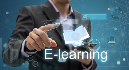 E-learning Education Internet Technology Webinar Online Courses concept.