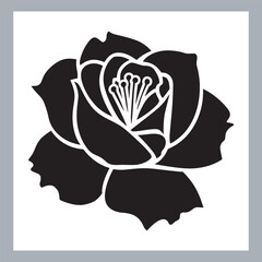 roses set silhouette vector illustration, Set of three vector black silhouettes of rose flowers, Silhouette rose flower, elegant set of rose, floral collection