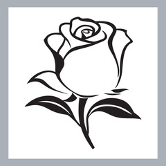 roses set silhouette vector illustration, Set of three vector black silhouettes of rose flowers, Silhouette rose flower, elegant set of rose, floral collection