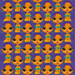 pattern girl big eyes