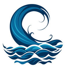 Blue ocean waves with arch illustration.