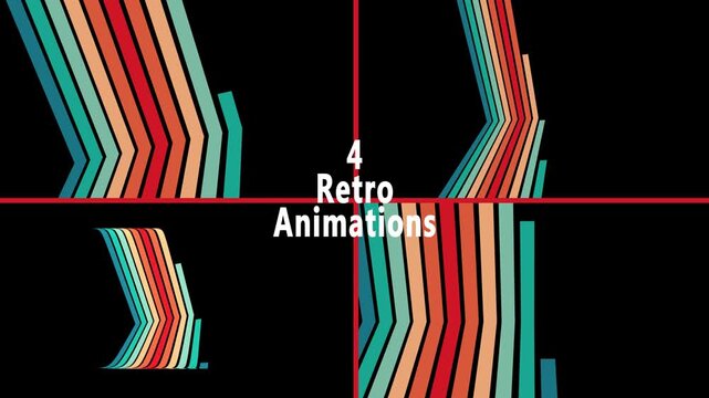 4 retro animations pack. Simple videos for vintage title or headline background