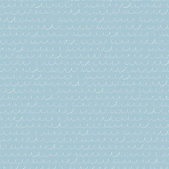 Seamless repeating pattern with hand drawn wavy lines on blue background for surface design and other design projects