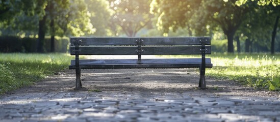 Public park bench with a copy space image