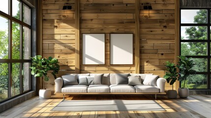Frame mockup in modern home interior background