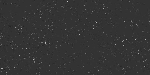 Vector falling snow overlay. Realistic shining snowfall background. Shining snowflakes on black background.