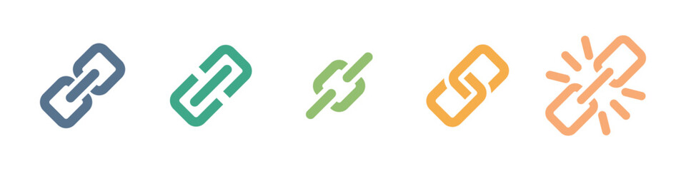 Chain sign vector isolated on white background. Internet URL or webpage url link icons set.