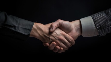 Two Hands Shaking in Agreement Against a Dark Background