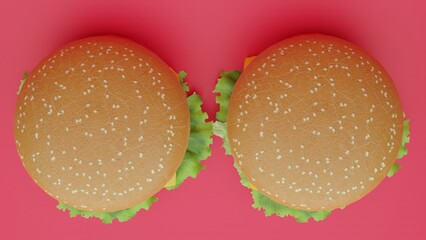 Two Large Size Hamburger