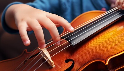 Kid playing on Violin Strings
Child playing an instrument. 