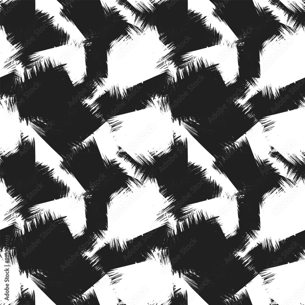 Wall mural Monochrome Abstract Brush Strokes Seamless Pattern Design