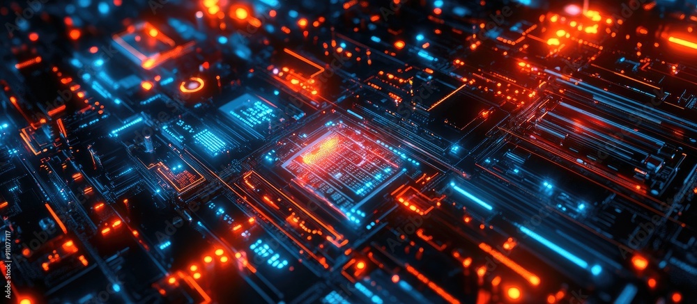 Poster 3d abstract technology background featuring personal data security handling and protection with elec