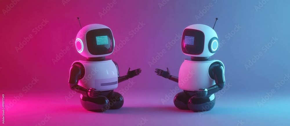 Poster 3d illustration of conversational ai and chatbot technology for automated interaction