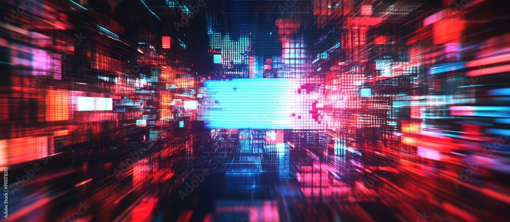 Poster 3d rendered no signal text with technological glitches and visual interference effects