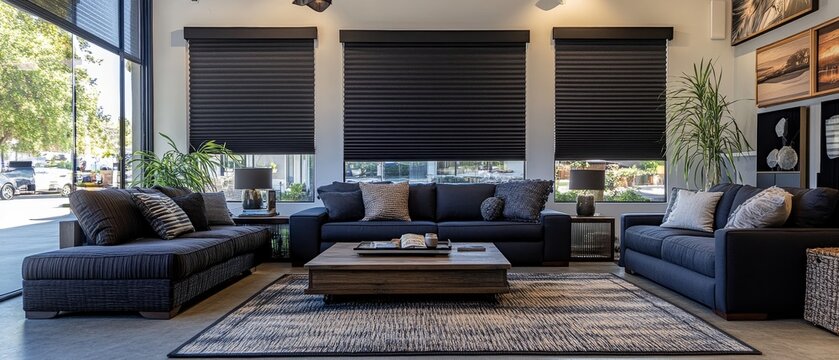 A display of blackout cellular shades in various sizes, demonstrating the range available for different window types