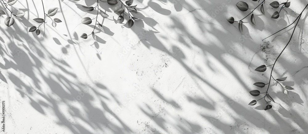 Canvas Prints white concrete surfaces with leaf and branch shadows create a natural pattern with light gray shadow
