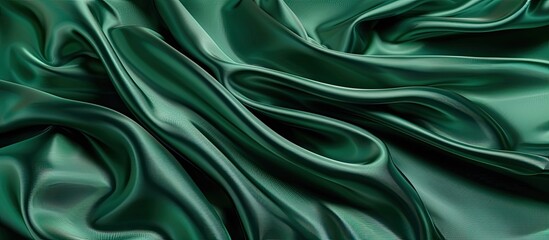Obraz premium Jade green luxurious fabric with elegant folds on a satin background Gorgeous copy space image