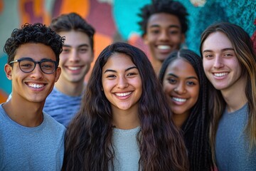 Fototapeta premium Diverse Group of Smiling People Celebrating Unity and Diversity.