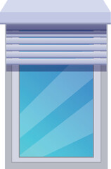 Modern window is shielding a bright blue sky with rolling shutters