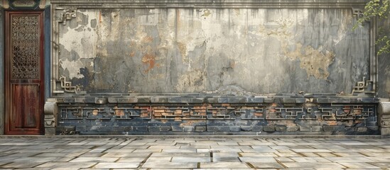 Ancient Chinese courtyard wall with copy space image