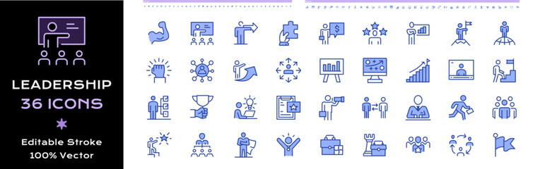 Leadership line icons - editable stroke color