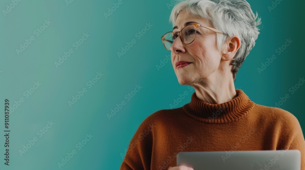 Wall mural The elderly woman in sweater